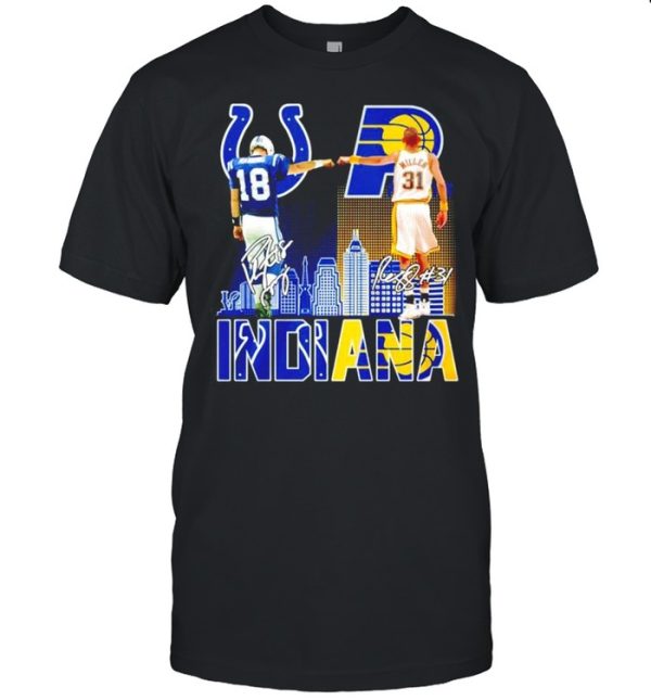 Indiana Reginald Wayne Miller and Peyton Manning signature shirt