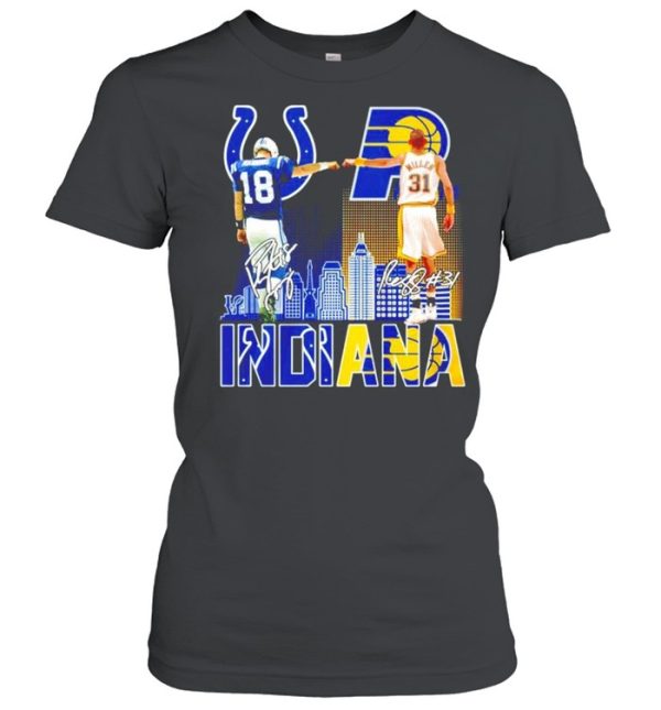 Indiana Reginald Wayne Miller and Peyton Manning signature shirt