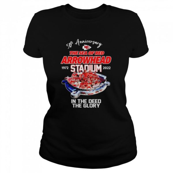 Kansas City Chiefs 50th anniversary the sea of red Arrowhead Stadium 1972-2022 in the deed the glory shirt