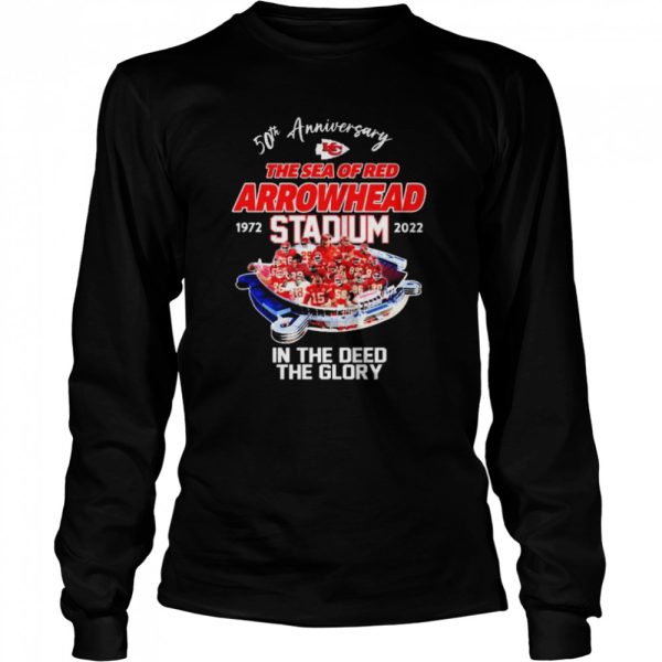 Kansas City Chiefs 50th anniversary the sea of red Arrowhead Stadium 1972-2022 in the deed the glory shirt