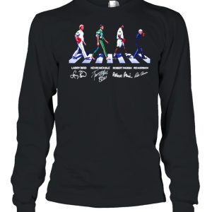 Larry Bird Kevin Mchale Robert Parish Red Auerbach abbey road signatures shirt 3