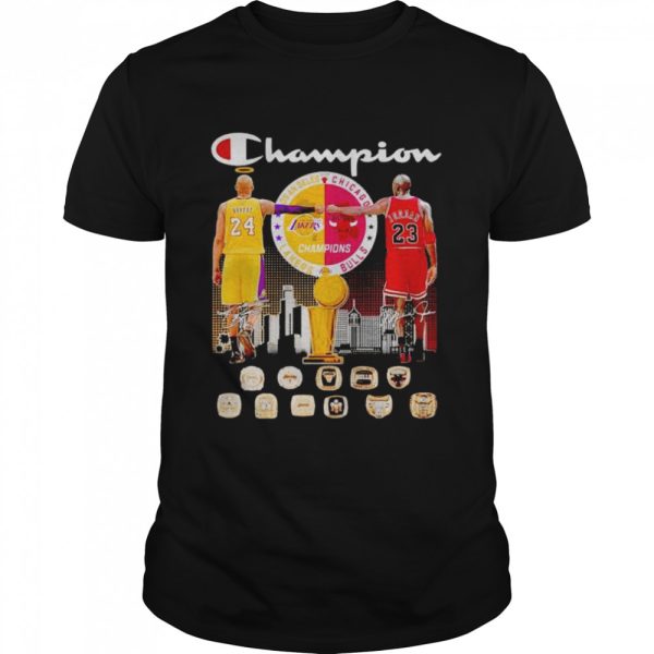 Los Angeles Lakers and Chicago Bulls champions Bryant and Jordan signatures shirt