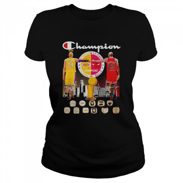 Los Angeles Lakers and Chicago Bulls champions Bryant and Jordan signatures shirt