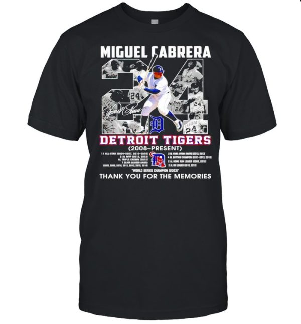 Miguel Cabrera #24 Detroit Tigers 2008 present thank you for the memories shirt