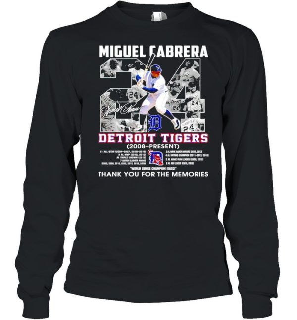 Miguel Cabrera #24 Detroit Tigers 2008 present thank you for the memories shirt