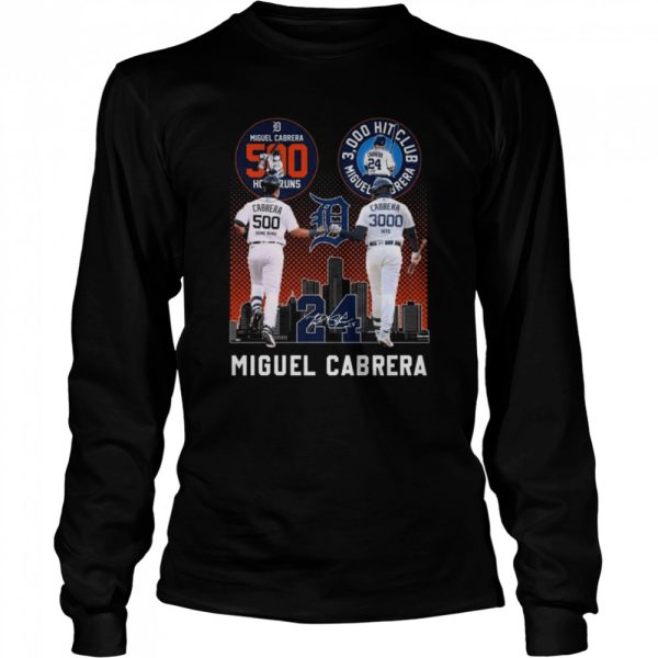 Miguel Cabrera Detroit Tigers 500 Home Runs and 3,000 Hit Club signature shirt