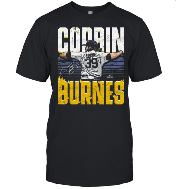 Milwaukee Brewers Corbin Burnes Flames Baseball Signature shirt