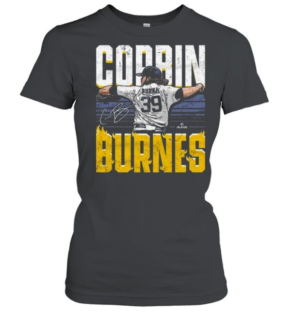 Milwaukee Brewers Corbin Burnes Flames Baseball Signature shirt