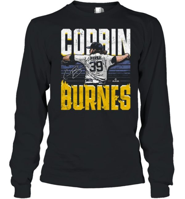 Milwaukee Brewers Corbin Burnes Flames Baseball Signature shirt