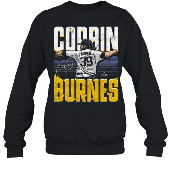 Milwaukee Brewers Corbin Burnes Flames Baseball Signature shirt