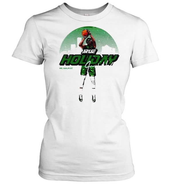 Milwaukee Bucks Jrue Holiday throw the ball shirt