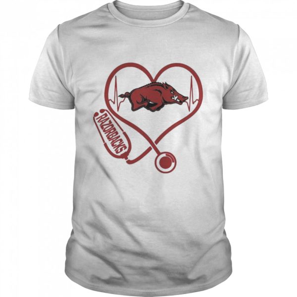 Nurse Love Arkansas Razorbacks Heartbeat Shirt