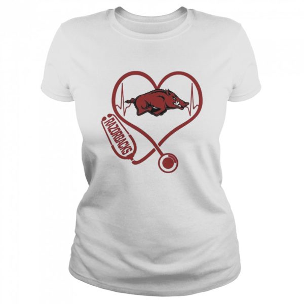 Nurse Love Arkansas Razorbacks Heartbeat Shirt