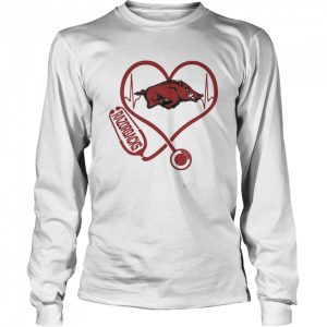 Nurse Love Arkansas Razorbacks Heartbeat Shirt 3