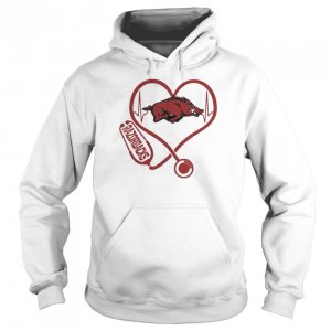 Nurse Love Arkansas Razorbacks Heartbeat Shirt 5