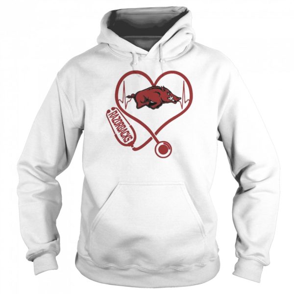 Nurse Love Arkansas Razorbacks Heartbeat Shirt