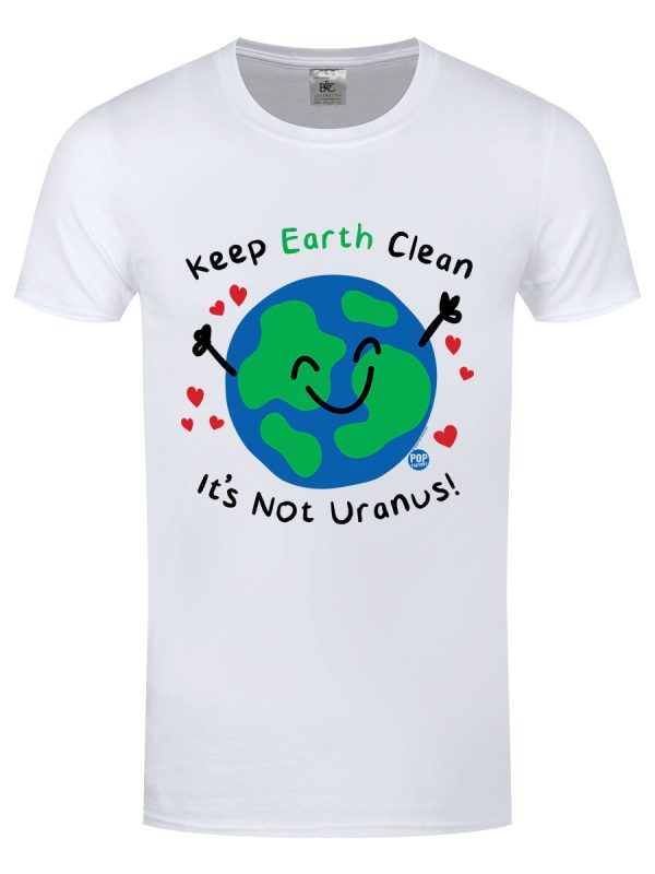 Pop Factory Keep Earth Clean It’s Not Uranus! Men’s White T-Shirt