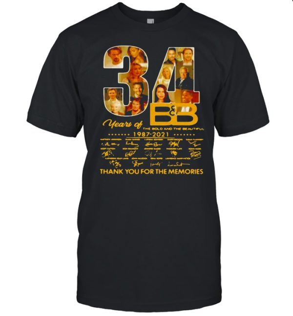 34 Years Of The Bold And The Beautiful 1987 2021 Signatures Thank You For The Memories T-shirt