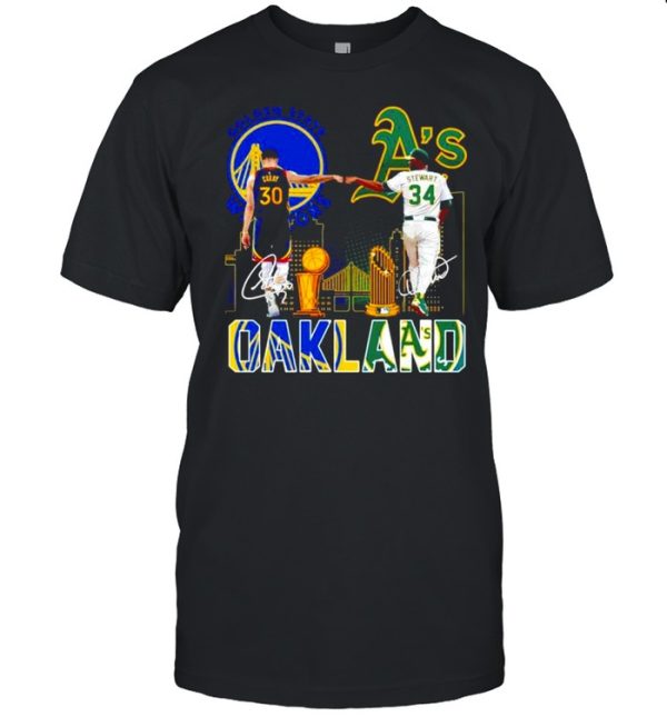 Curry Golden State Warriors and Stewart Oakland Athletics Oakland signatures shirt