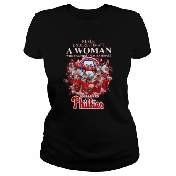 Never Underestimate A Woman Who Understands Baseball And Loves Philadelphia Phillies 2022 Signatures Shirt