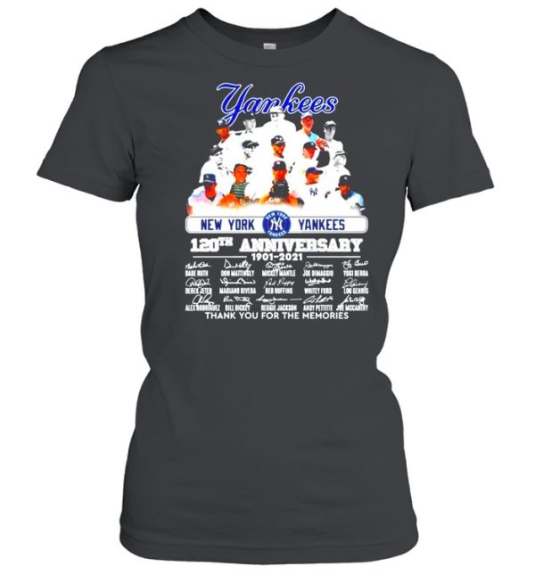 New York Yankees 120th anniversary 1901-2021 signatures shirt