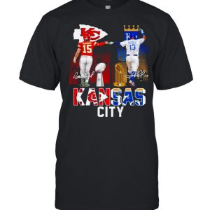 Patrick Mahomes KC Chiefs and Salvador Perez KC Royals signature shirt