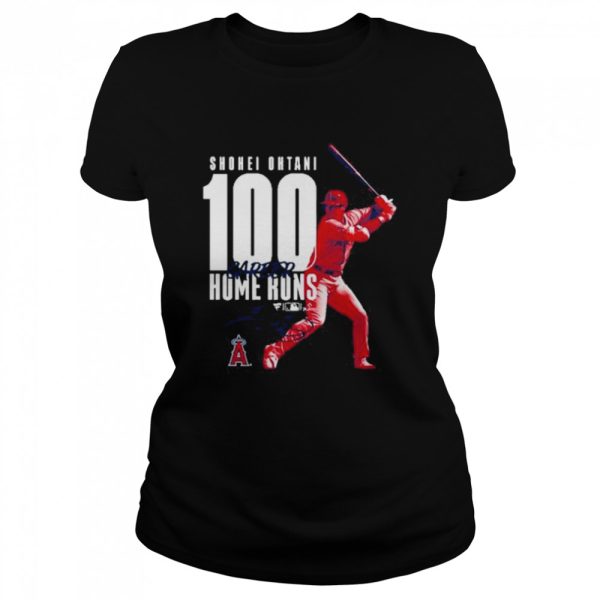 Shohei Ohtani Los Angeles Angels 100th Career Home Run Signature T-Shirt