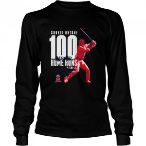 Shohei Ohtani Los Angeles Angels 100th Career Home Run Signature T Shirt 3