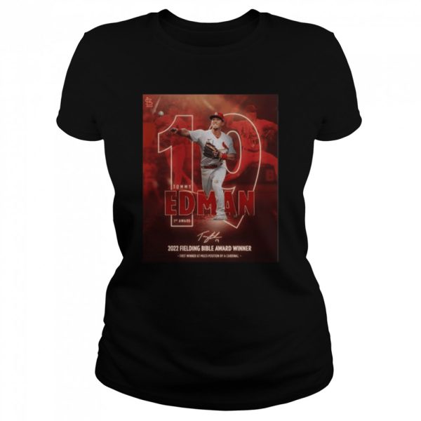 St Louis Cardinals Tommy Edman 1st award 2022 Fielding Bible award Winner signature shirt