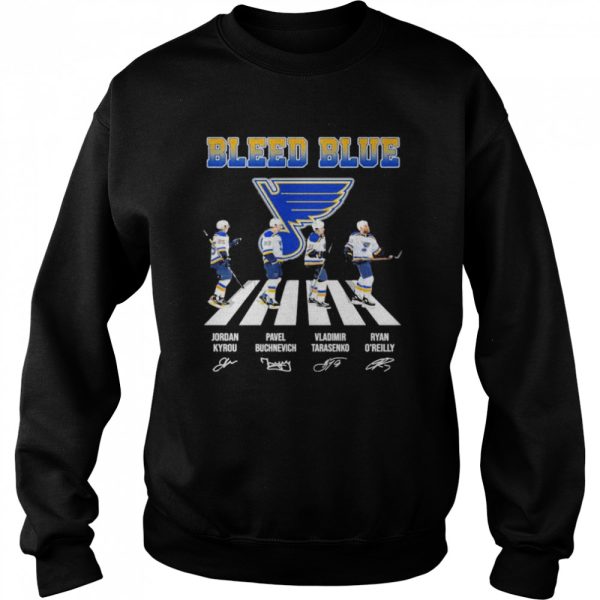 The Bleed Blue Jordan Kyrou Pavel Buchnevich Vladimir Tarasenko Ryan O’Reilly abbey roads sigantures shirt