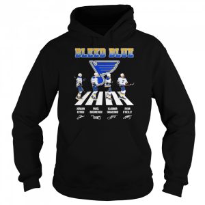 The Bleed Blue Jordan Kyrou Pavel Buchnevich Vladimir Tarasenko Ryan O'Reilly abbey roads sigantures shirt 5