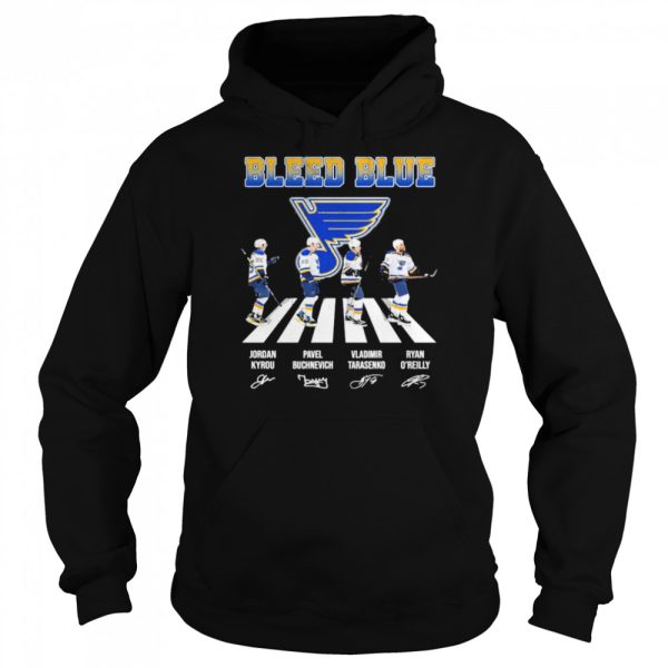 The Bleed Blue Jordan Kyrou Pavel Buchnevich Vladimir Tarasenko Ryan O’Reilly abbey roads sigantures shirt