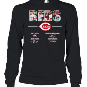 The Reds Joey Votto Nicholas Castellanos signatures thanks shirt 3