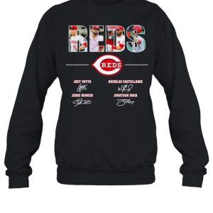 The Reds Joey Votto Nicholas Castellanos signatures thanks shirt 4