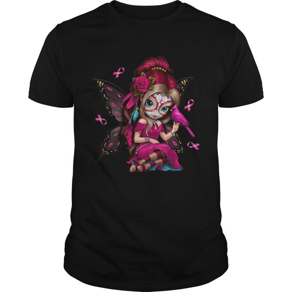 Cute Breast Cancer Girl Sugar Skull Costume Halloween TShirt