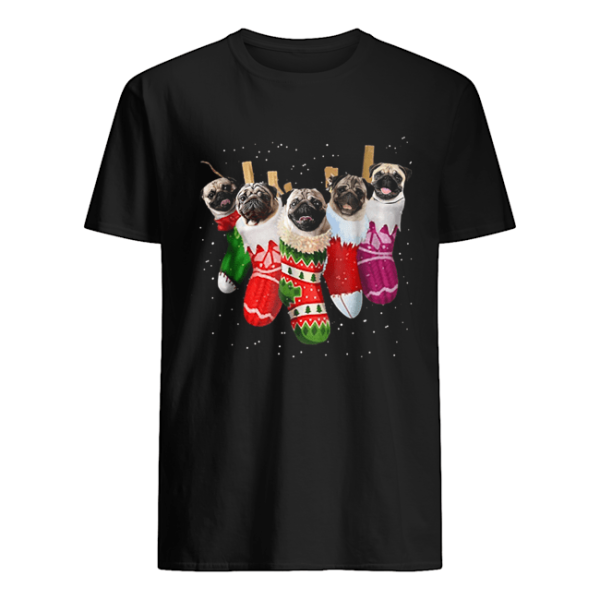 Pug Christmas Socks Funnys Xmas Vintage Cute Gift T-Shirt