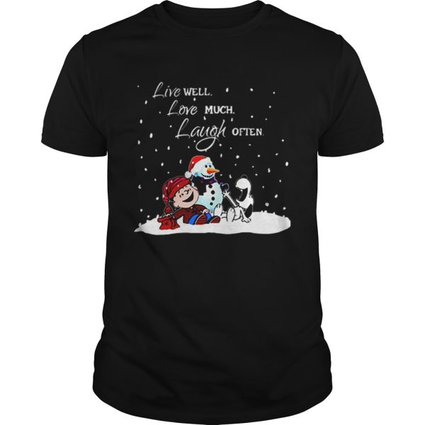 Snoopy Charlie Brown Live well love much laugh often Christmas shirt