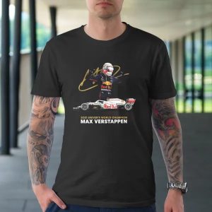 Formula 1 2021 Drivers World Champion Max Verstappen With Signatures T Shirt