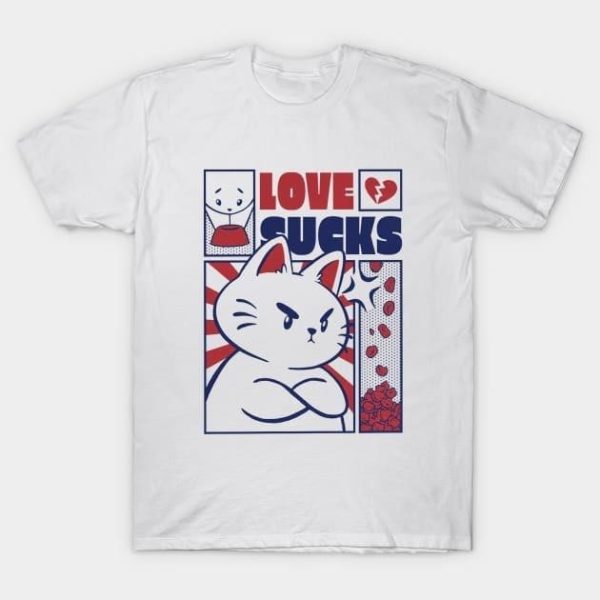 Angry Cat hate Valentine love sucks T-Shirt