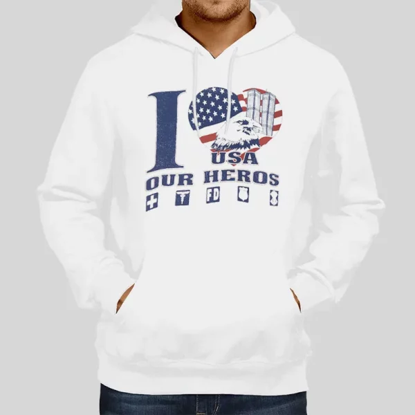 Vintage I Love Usa Our Heroes Hoodie