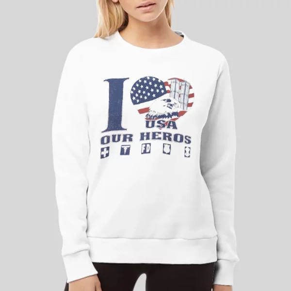 Vintage I Love Usa Our Heroes Hoodie