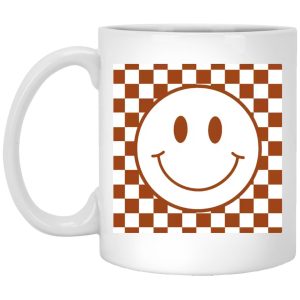 Happy Face Checkered Pattern Mugs