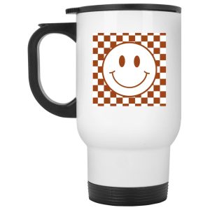 Happy Face Checkered Pattern Mugs