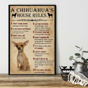 A Chihuahua house rules poster canvas