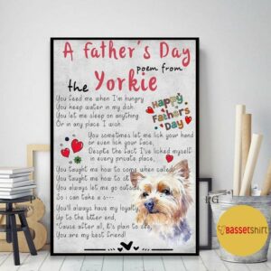 A father’s day poem from the Yorkie dog poster canvas