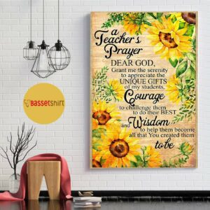 A teacher prayer sunflower poster canvas