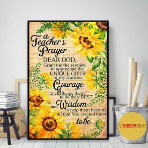 A teacher prayer sunflower poster canvas