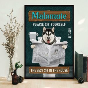 Alaskan malamute dog please sit yourself poster