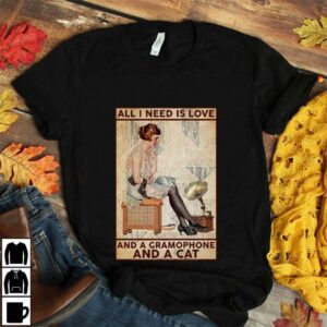 All I need is love gramophone and cat poster