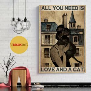 All you need is love and a cat vintage canvas 1